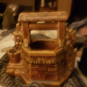 Mid-Century McCoy Pottery Wishing Well Ceramic Planter With Bud Vase